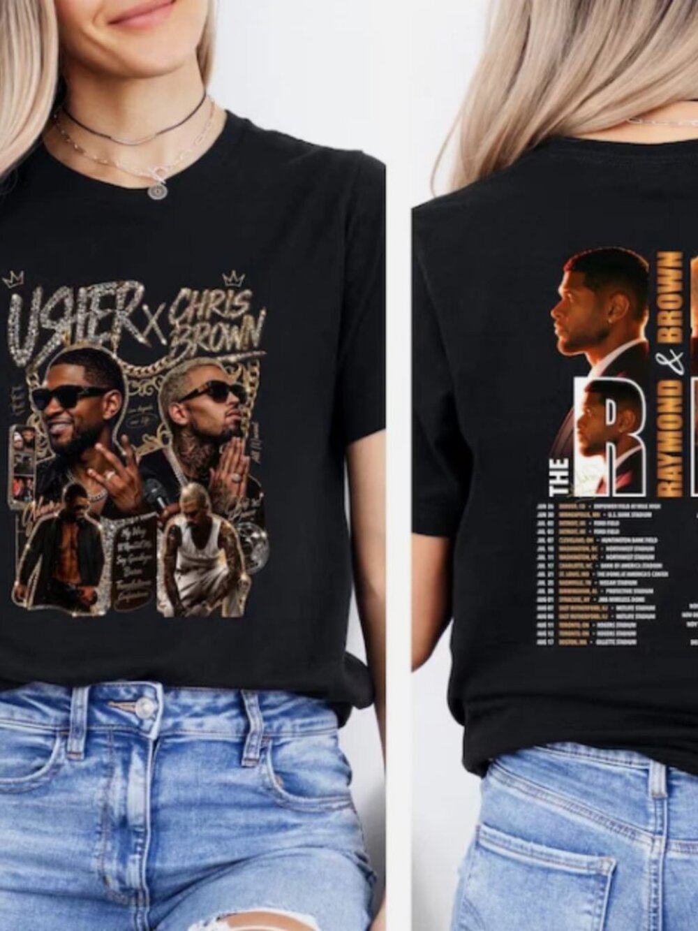 Vintage Usher x Chris Brown 'Raymond & Brown Tour' Graphic T-Shirt
